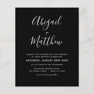 Prospectus 11,4 Cm X 14,2 Cm Faire-part de mariage minimaliste noir et blanc Bu