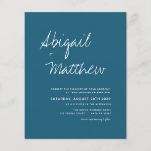 Prospectus 11,4 Cm X 14,2 Cm Faire-part de mariage minimaliste sarcelle foncé B