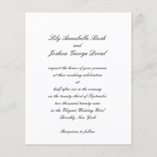 Prospectus 11,4 Cm X 14,2 Cm Faire-part de mariage noir et blanc à budget intem