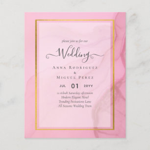 Prospectus 11,4 Cm X 14,2 Cm Faire-part de mariage ombré rose doré LeahG Blush 