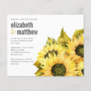 Prospectus 11,4 Cm X 14,2 Cm FAIRE-PART DE MARIAGE PAPIER   Tournesol rustique