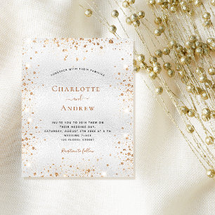 Prospectus 11,4 Cm X 14,2 Cm Faire-part de mariage pas cher à paillettes dorées