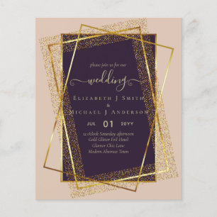 Prospectus 11,4 Cm X 14,2 Cm Faire-part de mariage pas cher Aspect feuille dor