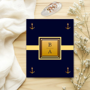 Prospectus 11,4 Cm X 14,2 Cm Faire-part de mariage pas cher bleu nautique jaune
