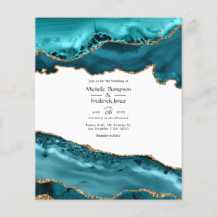 Prospectus 11,4 Cm X 14,2 Cm Faire-part de mariage pas cher sarcelle et agate d