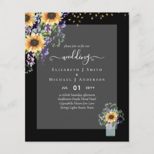 Prospectus 11,4 Cm X 14,2 Cm Faire-part de mariage pas cher Tournesols rustique