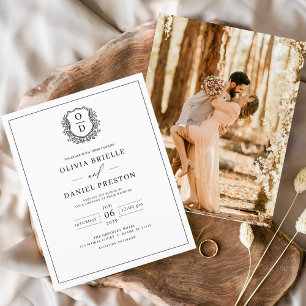 Prospectus 11,4 Cm X 14,2 Cm Faire-part de mariage photo blanche de Budget Cres