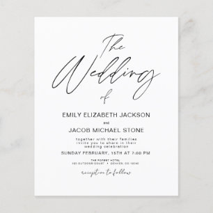 Prospectus 11,4 Cm X 14,2 Cm Faire-part de mariage photo noir et blanc Budget