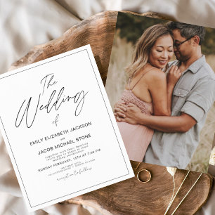 Prospectus 11,4 Cm X 14,2 Cm Faire-part de mariage photo noir et blanc Budget