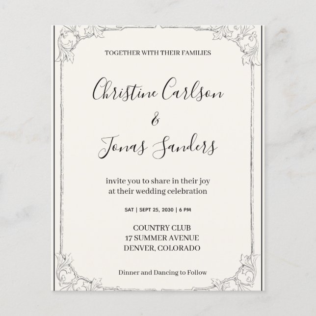 Prospectus 11,4 Cm X 14,2 Cm Faire-part de mariage rustique (Devant)