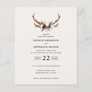 Prospectus 11,4 Cm X 14,2 Cm faire-part de mariage rustique grange verte budget