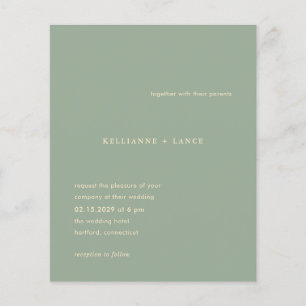 Prospectus 11,4 Cm X 14,2 Cm Faire-part de mariage simple vert sauge moderne