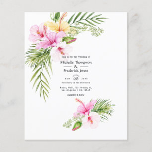 Prospectus 11,4 Cm X 14,2 Cm Faire-part de mariage tropical floral aquarelle de
