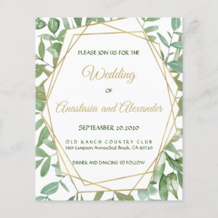 Prospectus 11,4 Cm X 14,2 Cm Faire-part de mariage verdure à petit budget.