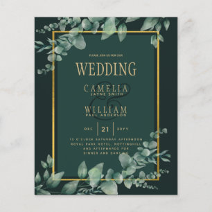 Prospectus 11,4 Cm X 14,2 Cm Faire-part de mariage verdure BUDGET QR CODE RSVP