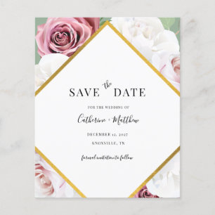 Prospectus 11,4 Cm X 14,2 Cm Faire Savoir Date Budget Floral Rose Gold Géométri