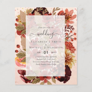 Prospectus 11,4 Cm X 14,2 Cm Fall Floral Wedding - Burgundy Orange BUDGET