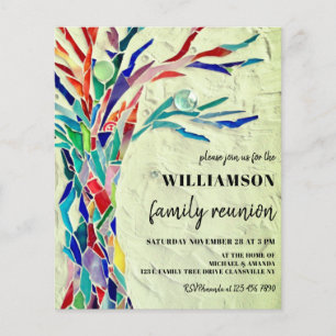 Prospectus 11,4 Cm X 14,2 Cm Family Tree Reunion Green Invitation