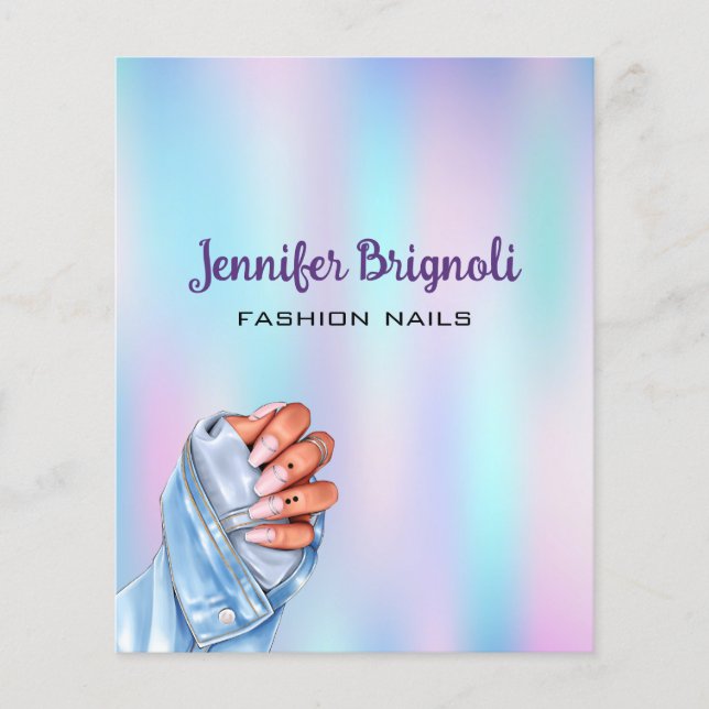 Prospectus 11,4 Cm X 14,2 Cm Fashion Nails Maquillage Artiste Design Flyer (Devant)