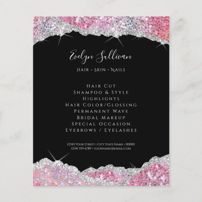 Prospectus 11,4 Cm X 14,2 Cm Faux glitter pink sequin flyer (Devant)