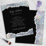 Prospectus 11,4 Cm X 14,2 Cm Faux glitter silver sequin flyer<br><div class="desc">elegant beauty salon flyer</div>