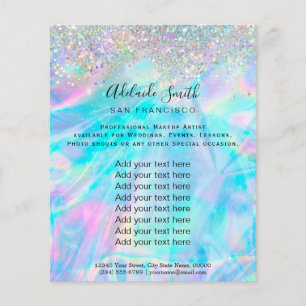 Prospectus 11,4 Cm X 14,2 Cm FAUX holographique iridescente et fausse parties s