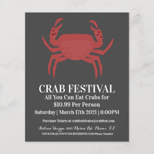 Prospectus 11,4 Cm X 14,2 Cm Festival de crabe moderne Crab Restaurant Collecte