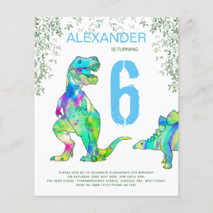 Prospectus 11,4 Cm X 14,2 Cm Fête d'anniversaire jungle dinosaures Budget Flyer