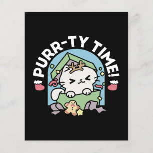 Prospectus 11,4 Cm X 14,2 Cm Fête de Noël avec Purr-ty Time Cat