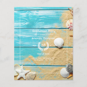 Prospectus 11,4 Cm X 14,2 Cm Fête de remise de diplômes de plage turquoise rust
