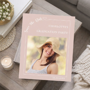 Prospectus 11,4 Cm X 14,2 Cm Fête de remise des diplômes photo rose Enregistrez
