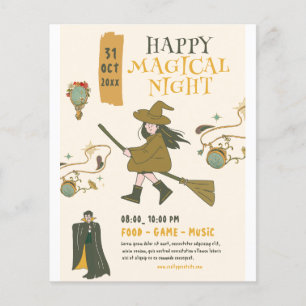 Prospectus 11,4 Cm X 14,2 Cm Fête de sorcière d'Halloween vintage, fête d'Hallo
