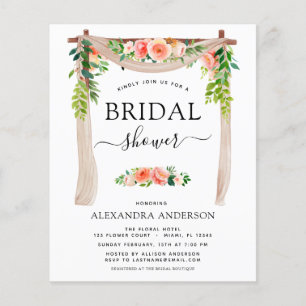 Prospectus 11,4 Cm X 14,2 Cm Fête des mariées budgétaire Coral Peach Floral Inv