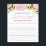 Prospectus 11,4 Cm X 14,2 Cm Fête des mariées rose floral double face Date Nuit<br><div class="desc">Commencez la fête avec cette amusante activité de Fête des mariées DOUBLE côté! L'un des côtés est Partagez votre Idée de la Nuit Date préférée - et l'autre est Partagez quelques conseils! Double le plaisir pour le prix d'un ! Matching Menu : https://www.zazzle.com/wedding_menu_bridal_shower_menu_pink_floral-245039215506897611 Matching Favoriser Stickers : https://www.zazzle.com/pink_floral_sticker-217268181705341556 Matching Cups...</div>