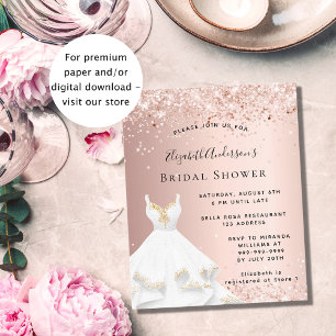 Prospectus 11,4 Cm X 14,2 Cm Fête des mariées rose or blanc robe invitation
