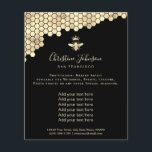 Prospectus 11,4 Cm X 14,2 Cm feuille d'or fausse alvéolaire miel sur fond noir<br><div class="desc">flyer d'artiste maquilleuse professionnelle de salon de beauté</div>