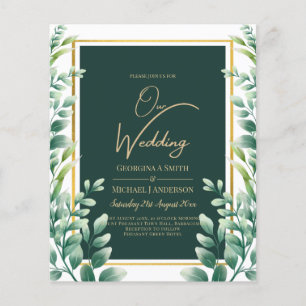 Prospectus 11,4 Cm X 14,2 Cm Feuilles d'Eucalyptus OR INVITATION QR CODE MARIAG
