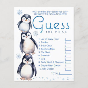 Prospectus 11,4 Cm X 14,2 Cm Fiche de jeu du Baby shower de pingouins d'hiver