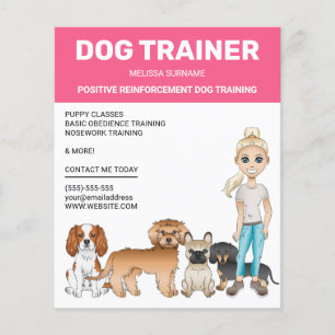 Prospectus 11,4 Cm X 14,2 Cm Fille Blonde Avec Chiens Entraîneur de Chien Perso