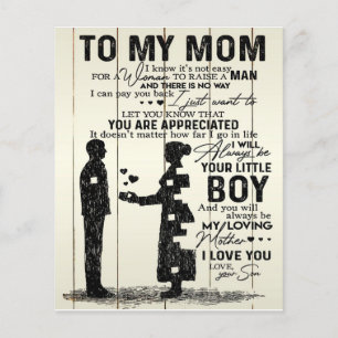 Prospectus 11,4 Cm X 14,2 Cm Fils à ma mère lettre, cadeau spécial à maman