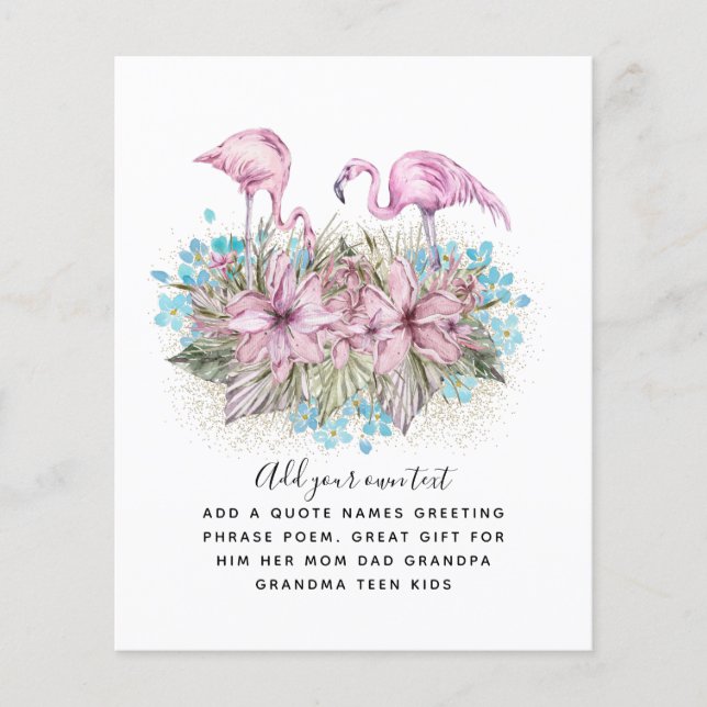 Prospectus 11,4 Cm X 14,2 Cm FLAMANTS ROSES Invitation personnalisé Faire-part (Devant)