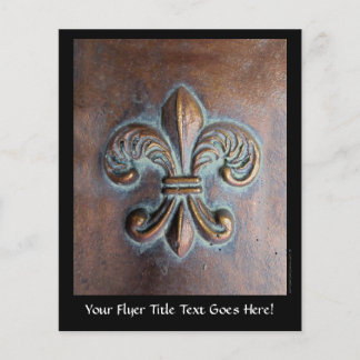 Prospectus 11,4 Cm X 14,2 Cm Fleur De Lis, Revêtement De Cuivre Vieilli Imprimé