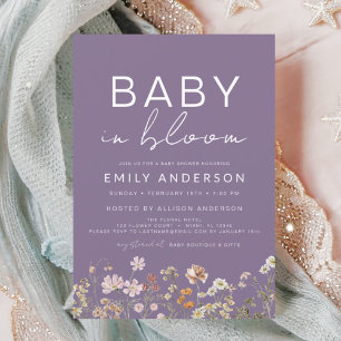 Prospectus 11,4 Cm X 14,2 Cm Fleur sauvage Baby in Bloom Baby shower Invitation