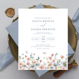 Prospectus 11,4 Cm X 14,2 Cm Fleur sauvage Budget Garden Invitation de mariage