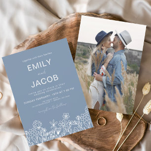 Prospectus 11,4 Cm X 14,2 Cm Fleur sauvage du budget Dusty Blue Photo Mariage