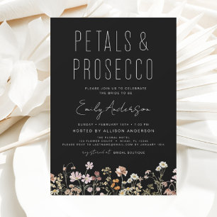 Prospectus 11,4 Cm X 14,2 Cm Fleur sauvage Petals & Prosecco Invitation