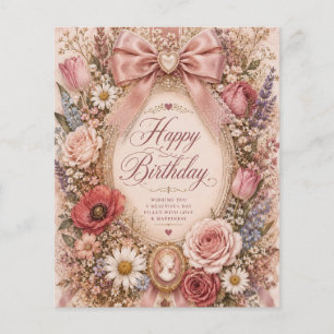 Prospectus 11,4 Cm X 14,2 Cm Fleurs à ruban personnalisées pour anniversaire ro