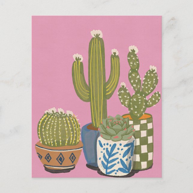 Prospectus 11,4 Cm X 14,2 Cm Fleurs de cactus rose (Devant)
