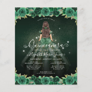 Prospectus 11,4 Cm X 14,2 Cm Floral Green Princess Anniversaire Quinceanera