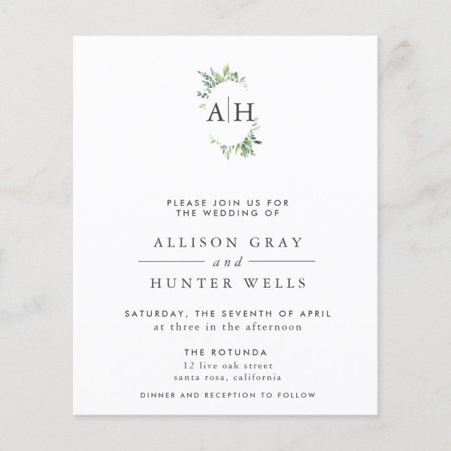 Prospectus 11,4 Cm X 14,2 Cm Flore Faire-part de mariage (Devant)